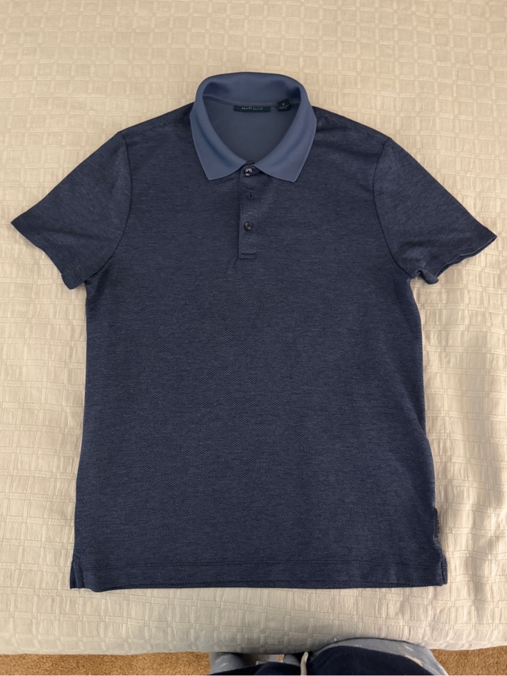 Perry Ellis Navy Golf Polo with Light Blue Collar